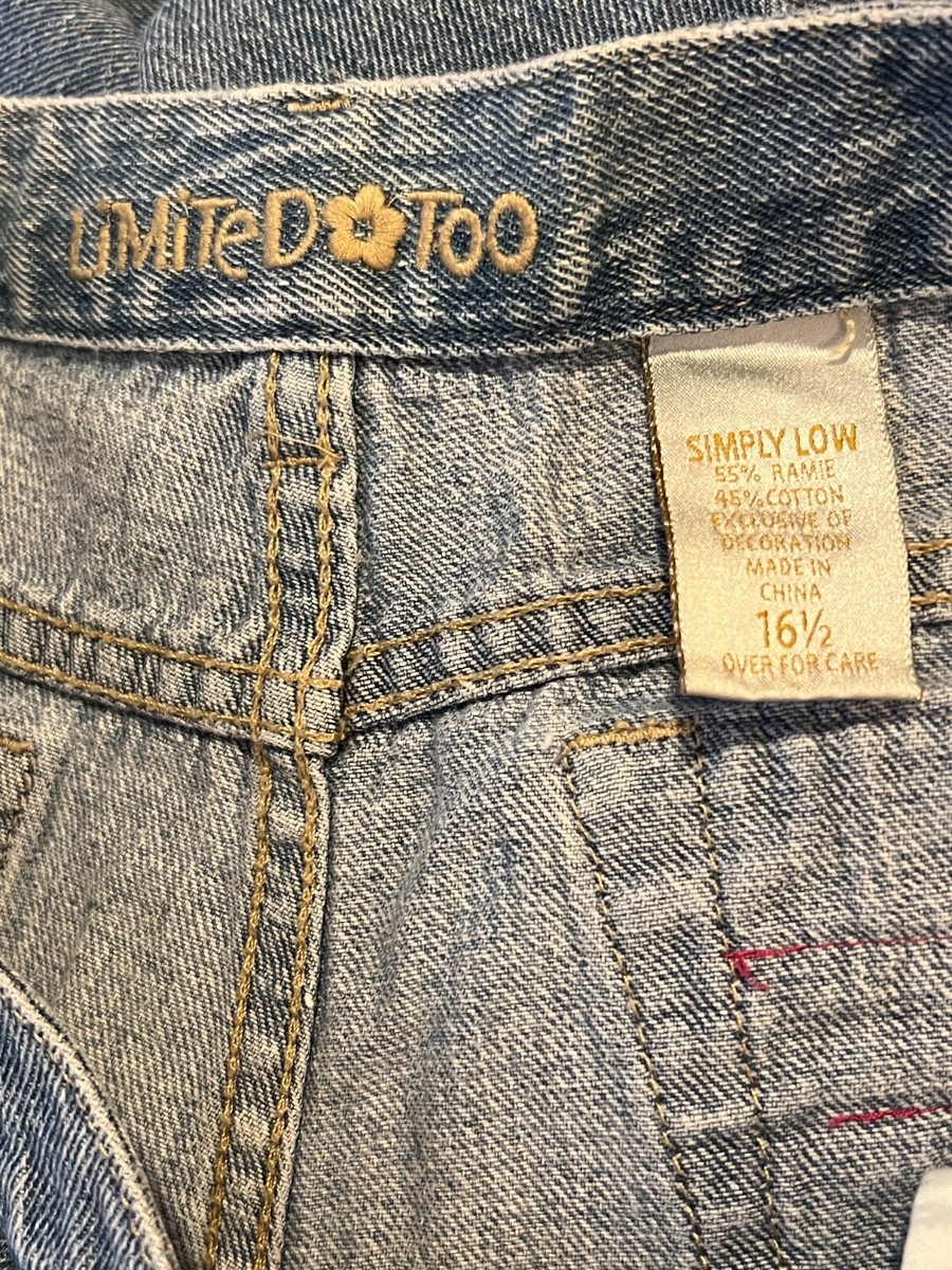 Limited Too "Simply Low" ladies blue flared sequined jeans, sz 16.5,lt blue wash