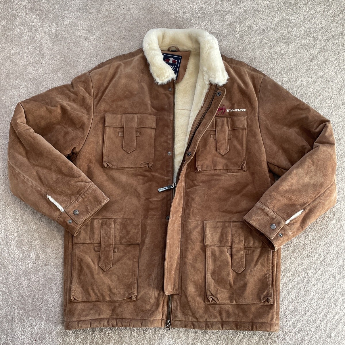 Pre-Owned/Lightly Worn*Men's Phat Farm Brown Leather Jacket w