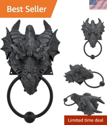 Red Barrel Studio Dragon Door Knocker, Cast Iron Wall Hanging Medieval Sculpture Gothic Decor - View #6