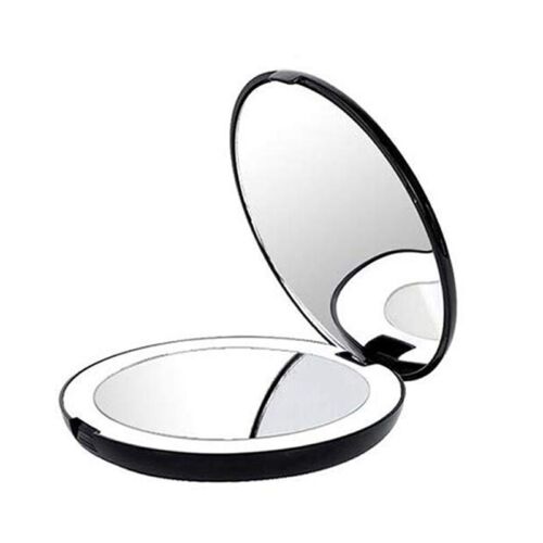 3 x (miroir pliant portable avec lumière DEL miroir de maquillage, loupe 10 fois, 12 7787 - Photo 1/10