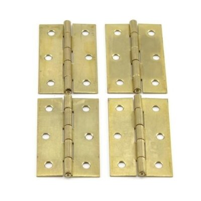 4 x Messing Möbel Scharnier 63,5x40x1,4mm Türscharnier Bauscharniere Stahl Band
