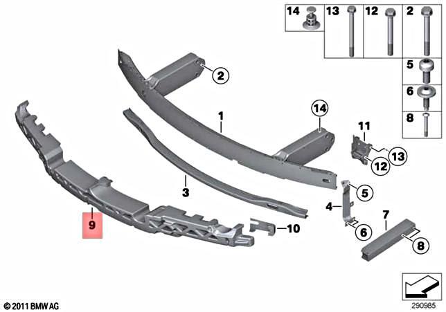 BMW 6 F06 Front Bumper Absorber Foam 51117370378 7370378 2016 OEM 