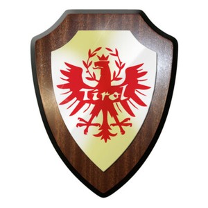 Wandschild Österreich Adler Wappen - Kirschbaumoptik Mit Gold-Effekt - 16x20 Cm