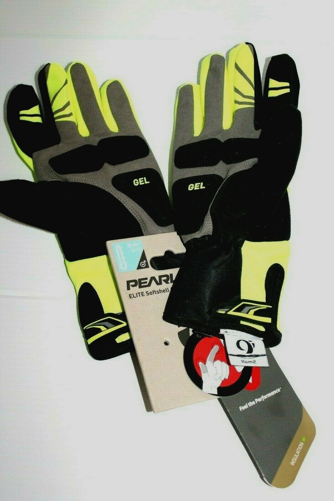Pearl Izumi ELITE Softshell Gel Gloves Men Small Yellow Road Bike Cool Weather