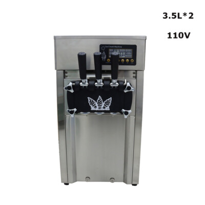 3 Flavor Commercial Soft Ice Cream Mahcine 3.5L*2 110V 1200W 16-18L/H Output