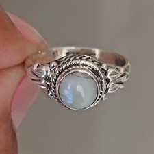 Natural Moonstone Ring Statement Ring 925 Sterling Silver Women Ring