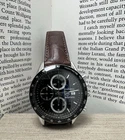 Mens Tag Heuer Calibre 16 Black Chronograph CV-2010 Automatic Watch Leather