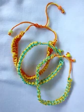 Anklet /Bracelet Macrame Braided Nylon  Adj Unisex 10-12" Boho  US Seller New