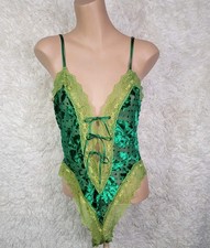 Vintage Victoria's Secret Gold Label Teddy Green Size M Lace Trim Lingerie V