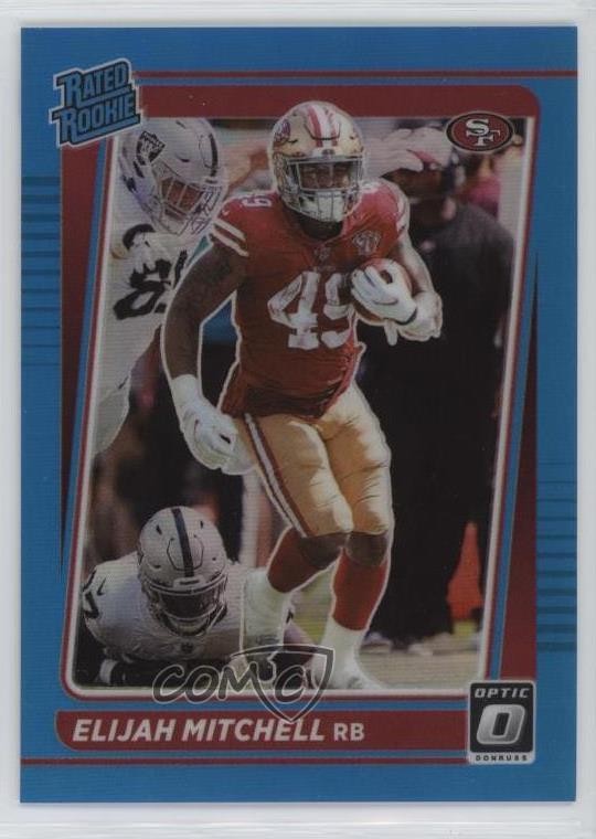 2021 Panini Donruss Optic Rated Rookie Aqua Prizm /299 Elijah Mitchell #291