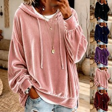 Womens Long Sleeve Solid for velvet Hoodie Loose Casual Sweatshirt for Season