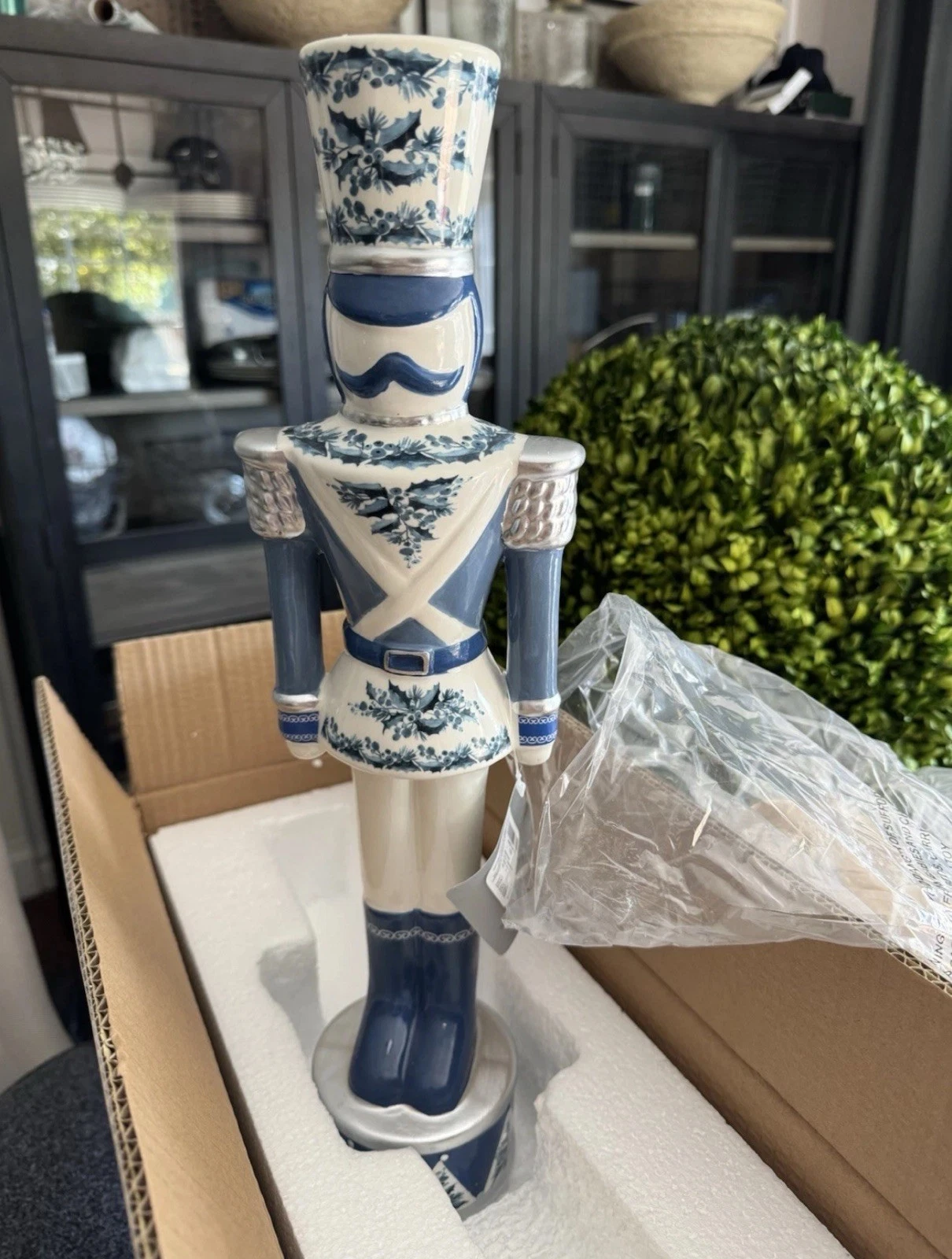 Dillard’s Southern Living Large Blue White Chinoiserie Nutcracker