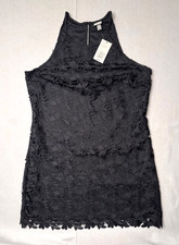 A New Day Womens Mini Little Black Lace Halter Polyester Dress New w/ tags Sz L