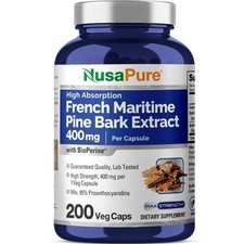 French Maritime Pine Bark Extract 400mg per Veggie Caps 200-Day Supply