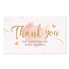120 Thank You Cards for Small Business 3.5x2 Inch Blush Pink Gold Inserts