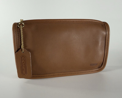 Vintage Coach Chunky Case 7165 British Tan Leather Pouch Hang Tag
