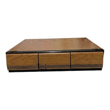 Vintage Faux Wood 3-Drawer Cassette Tape Organizer Storage Tray Brown Retro