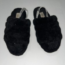 UGG Oh Yeah Slide Slippers with Back Strap Black Sheepskin Womens Size 7
