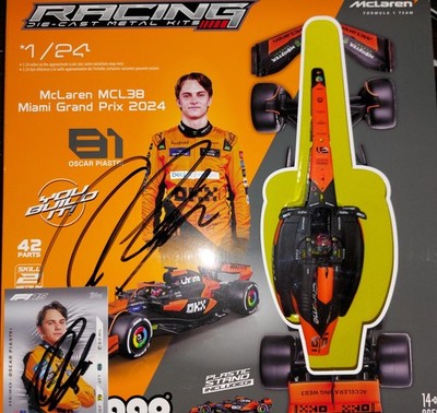 F1 OSCAR PIASTRI SIGNED McLAREN MODEL KIT & TOPPS 2025 HERO CARD FORMULA 1