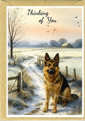 Deutscher Schäferhund Denk an dich Karte (4''x 6'') innen leer - von Starprint
