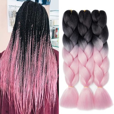 24'' Jumbo Braids Extensions Kunsthaar zum Einflechten Haarverlängerungen 3 Bü...