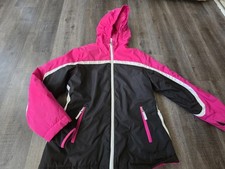 NWOT New LANDS' END Hooded Jacket Parka Girl's Large 14 Insulated Pink Black Wht