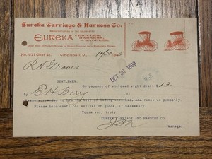 1893 Eureka Carriage And Harness Co. Billhead