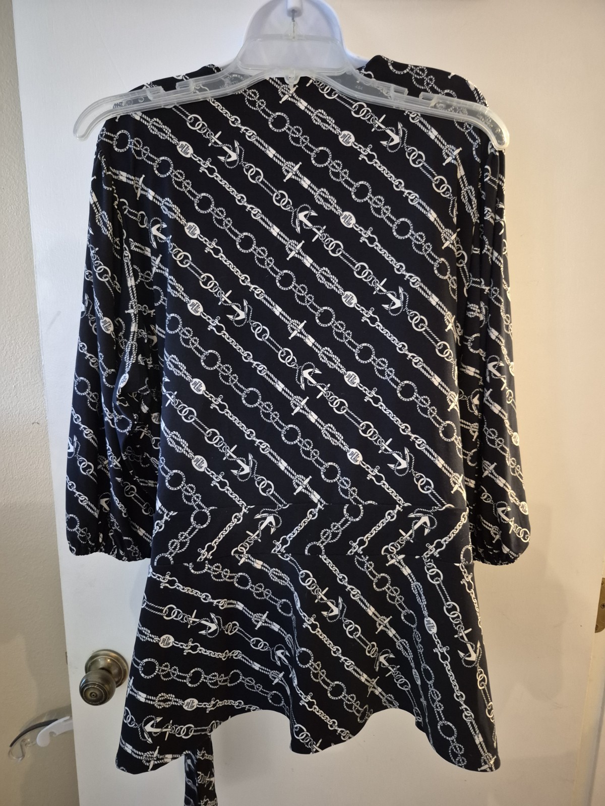 Rare Global RALPH LAUREN Blue ANCHOR PRINT WRAP TOP Sailing 2x? D3 image 3