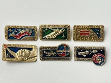 USSR Space Pin Badge Set Soviet Cosmonautics Enamel Pins Vintage