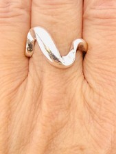 Vintage Sterling Silver Wave Swirl Ring Size 7.5 Modernist Design