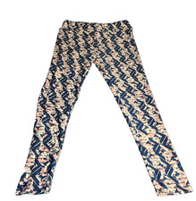 LuLaRoe OS Leggings Purple Pink Turquoise Floral Vine Boho Festival EUC