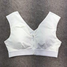 Tommie Copper Sports Bra Womens XL White Zip Front Shoulder Support Znergy