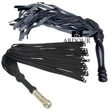 Pack of 2 Genuine Cowhide Leather Flogger with 25 Tails for Impact Play and BDSM