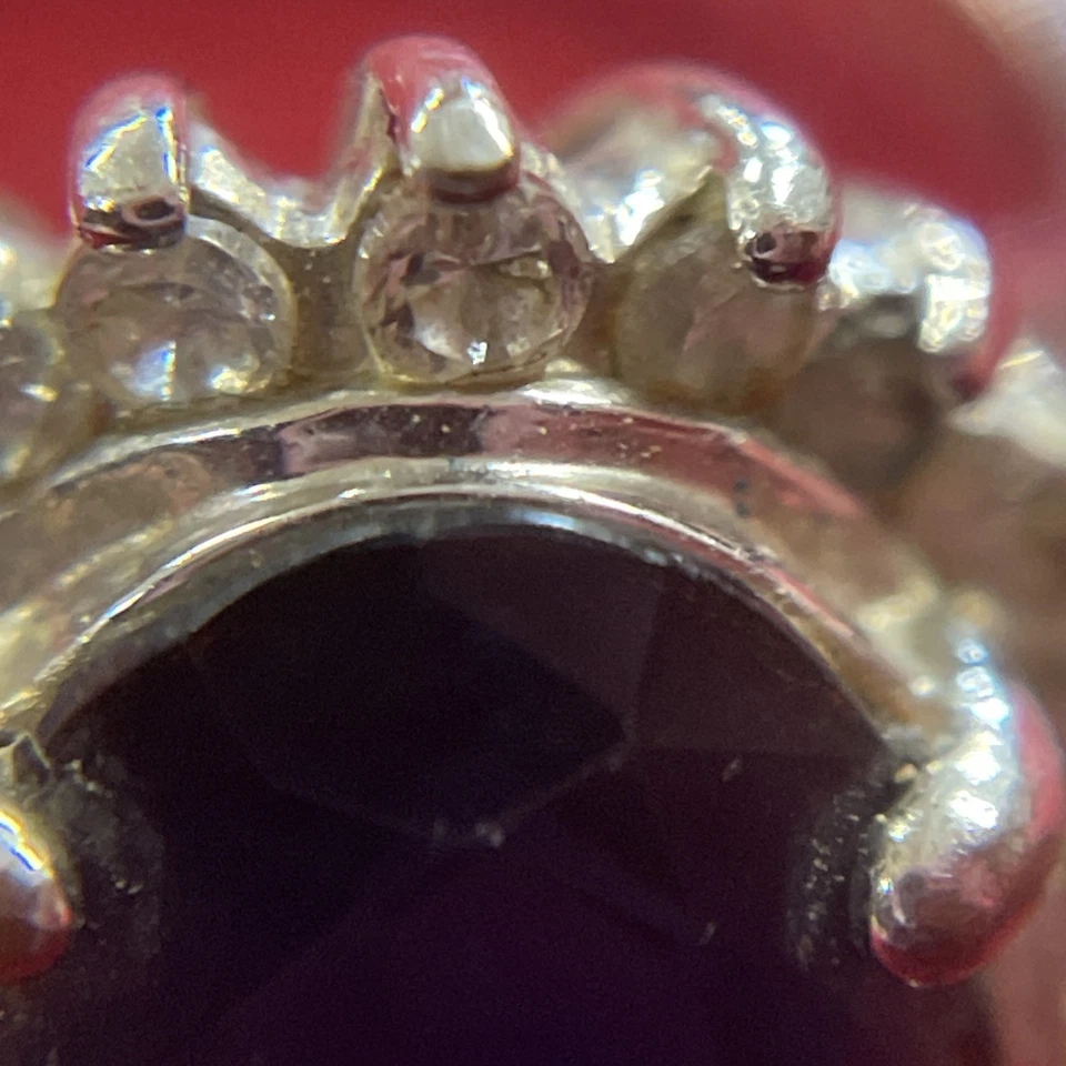 Avon RJ 125 Silver Plated Simulated Blue Sapphire & Cubic Zirconia Ring Size 8 - Image 3 of 4