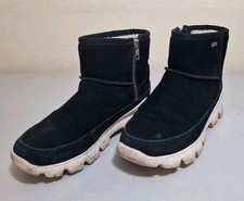 Ugg Waterproof Dry Tech Black Suede Flat Ankle Boots Size UK 5