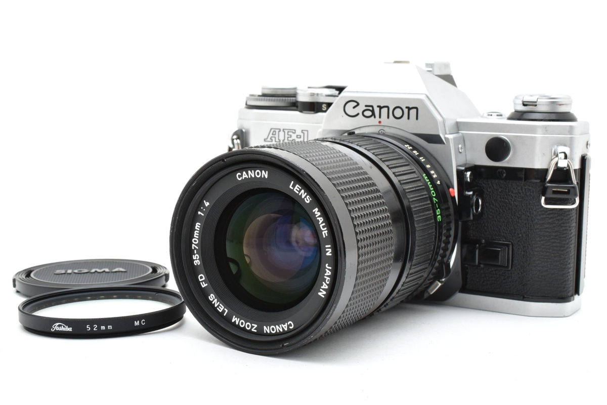 フィルムカメラ Canon AE-1 : Canon PW A : NFD35-70mm F4 NEAR MINT】 Canon AE-1 Program Film Camera New FD NFD 35