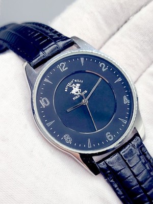 Rare [N. MINT] 38mm Beverly Hills Polo Club ANALOG Quartz watch 6332 black dial 