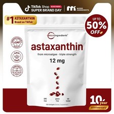 Astaxanthin 120 Softgels 12mg - Supports Eye Health and Joint Health