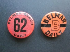 1960's   BELMAR  NEW  JERSEY  DAILY BEACH  BADGES/TAGS  64  YEARS  OLD
