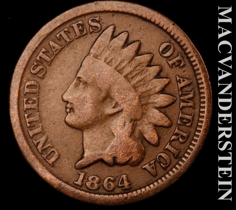 1864 Indian Head Cent - Scarce  Semi-key  Better Date  No Reserve  #L6654