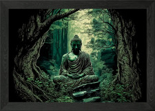 Buddha in nature Framed Wall Art Poster Canvas Print Picture