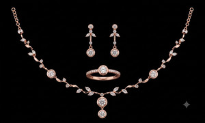 Authentic 8CT Round Lab-Created Diamond Necklace Set 14K Rose Gold Plated for Women