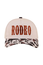 Rodeo Embroidered Cap with Cow Print Brim
