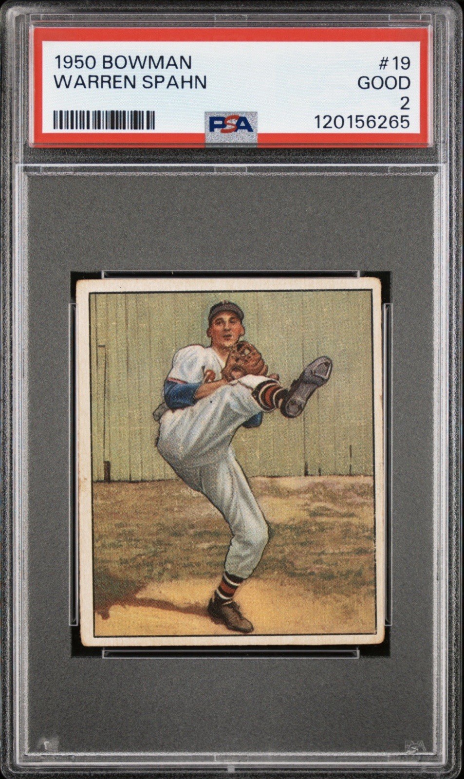 1950 Bowman Warren Spahn PSA 2 #19 Boston Braves