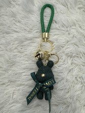 Green Teddy Bear Keychain Bow Keyrings Bag Tags Backpack Clips Phone Chains Ball