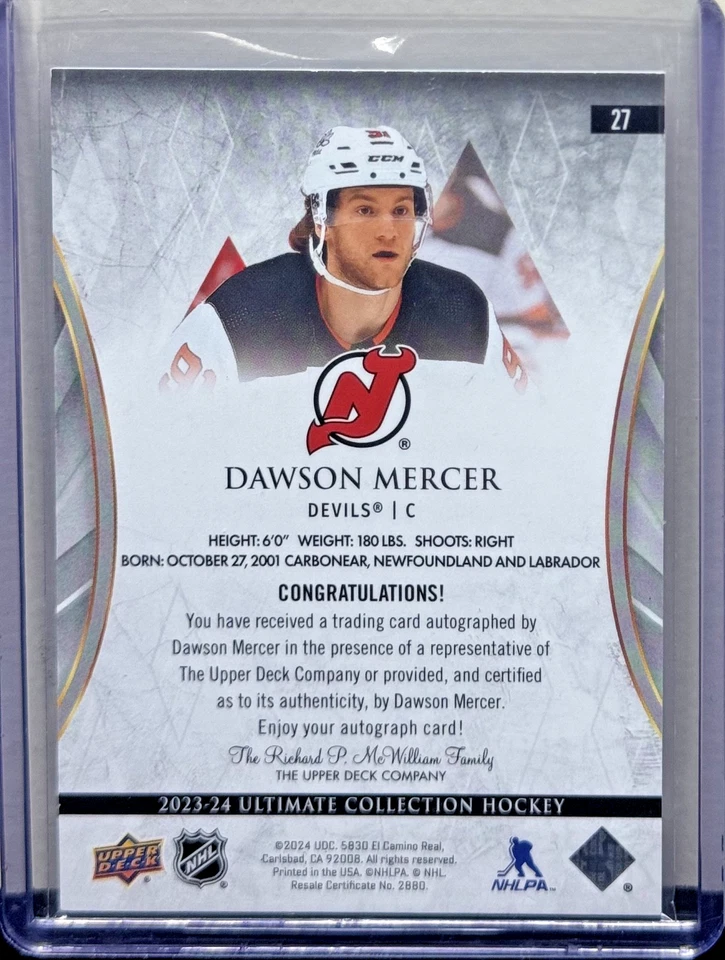 2023-24 Upper Deck Ultimate Dawson Mercer Auto - Image 2 of 2