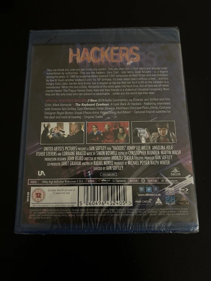 Hackers (1995) Blu-Ray 88 Films Region B Brand New By Iain Softley - Image 2 of 2