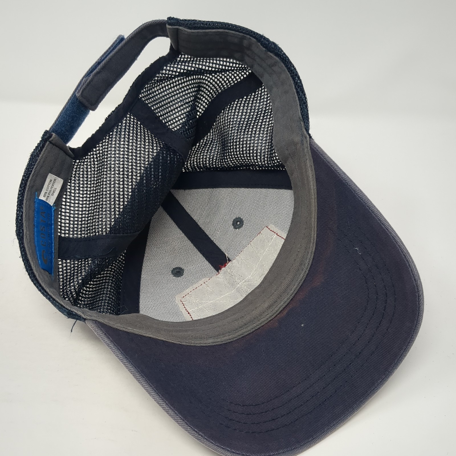 F3T Fish Bone Patch Strapback Trucker Hat Blue On… - image 7