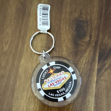 Las Vegas Nevada 100 Poker Chip Acrylic Keychain, Black/Clear, Keyring