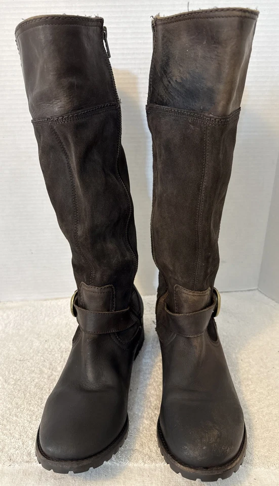 Botas de Equitação Timberland Feminina Earthkeepers Bethel Couro Marrom Alto com Zíper Tamanho 11M - Imagem 2 de 4